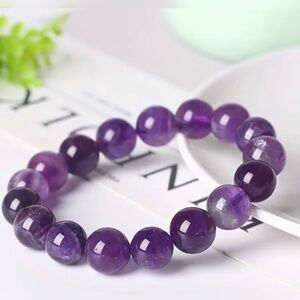 NWT NATURAL BEADED LAVENDER AMETHYST STONE SIMPLE CIRCLE STRING UNISEX BRACELET